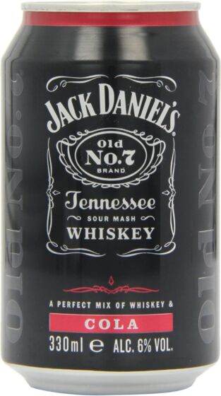 Jack Daniels Tennessee Whiskey and Cola Premixed Cans 330 ml (Pack of 12)