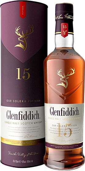 Glenfiddich 15 Year Old Single Malt Scotch Whisky – 70cl