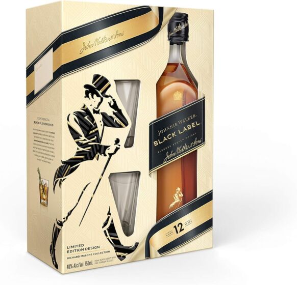 Johnnie Walker Black Label 12 Year Whisky 70cl Gift Pack