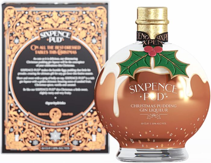 Sixpence Pud Christmas Pudding Gin Liqueur 20% Abv in Gift Box, 50cl