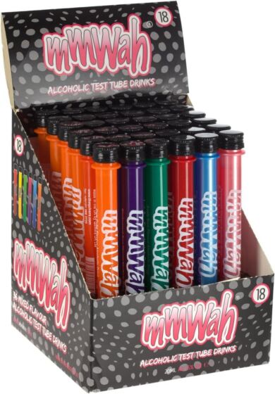 Mmwah Test Tube Shots with Six Flavours 2 cl (Case of 36)